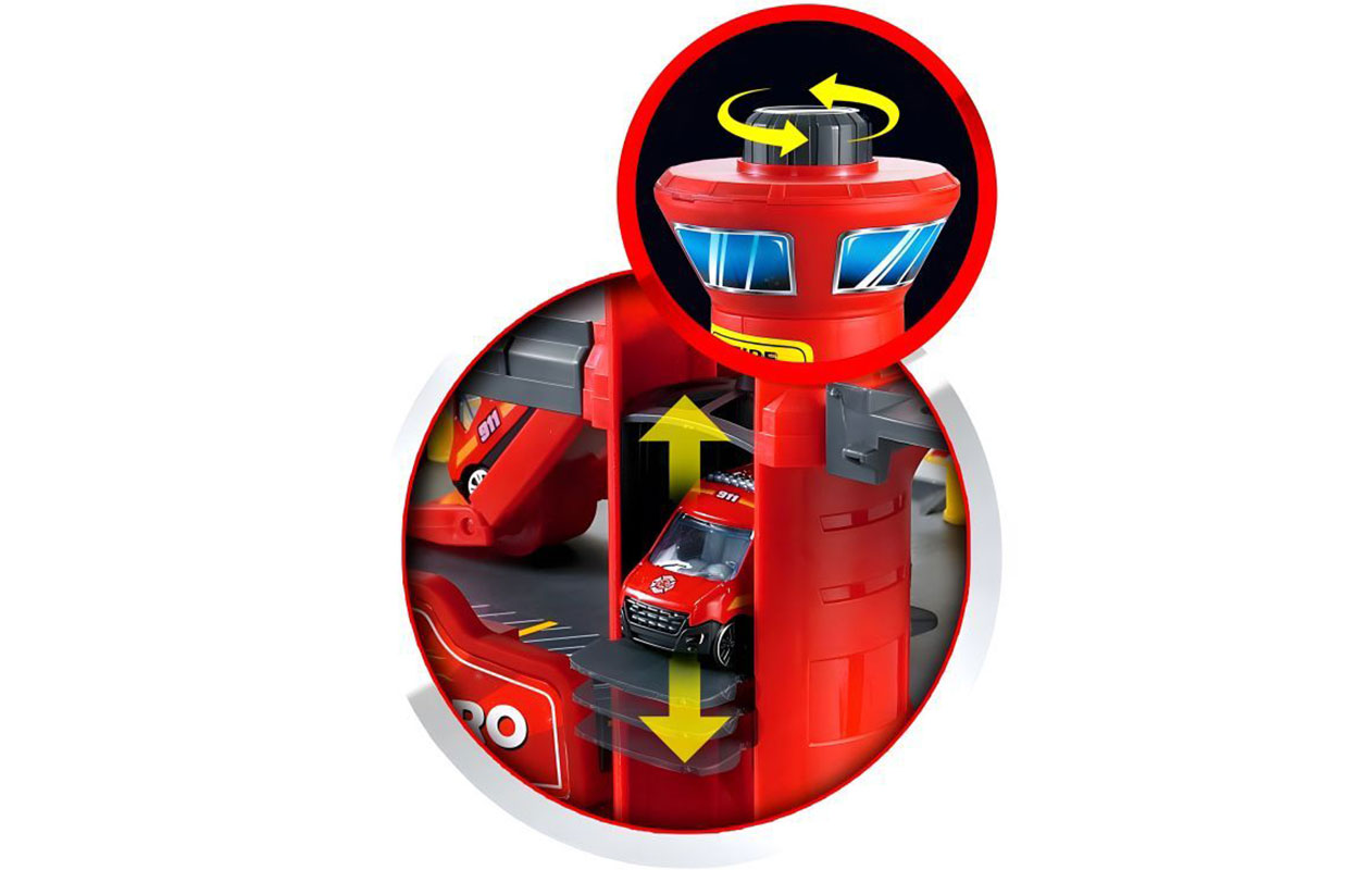 Garage de Pompiers – 3 niveaux avec ascenseur et hélicoptère