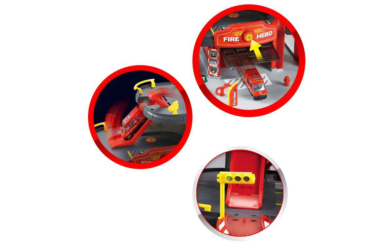 Garage de Pompiers – 3 niveaux avec ascenseur et hélicoptère