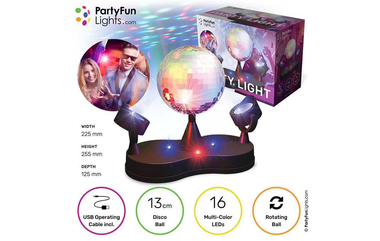 Lampe disco - avec boule à facettes rotative