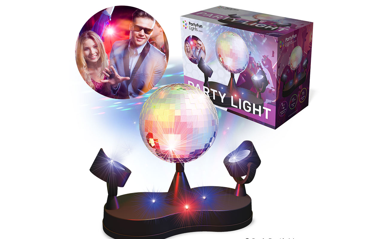 Lampe disco - avec boule à facettes rotative