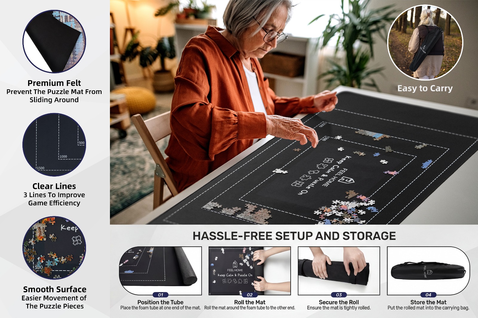 Tapis puzzle Feel Home avec sac de transport