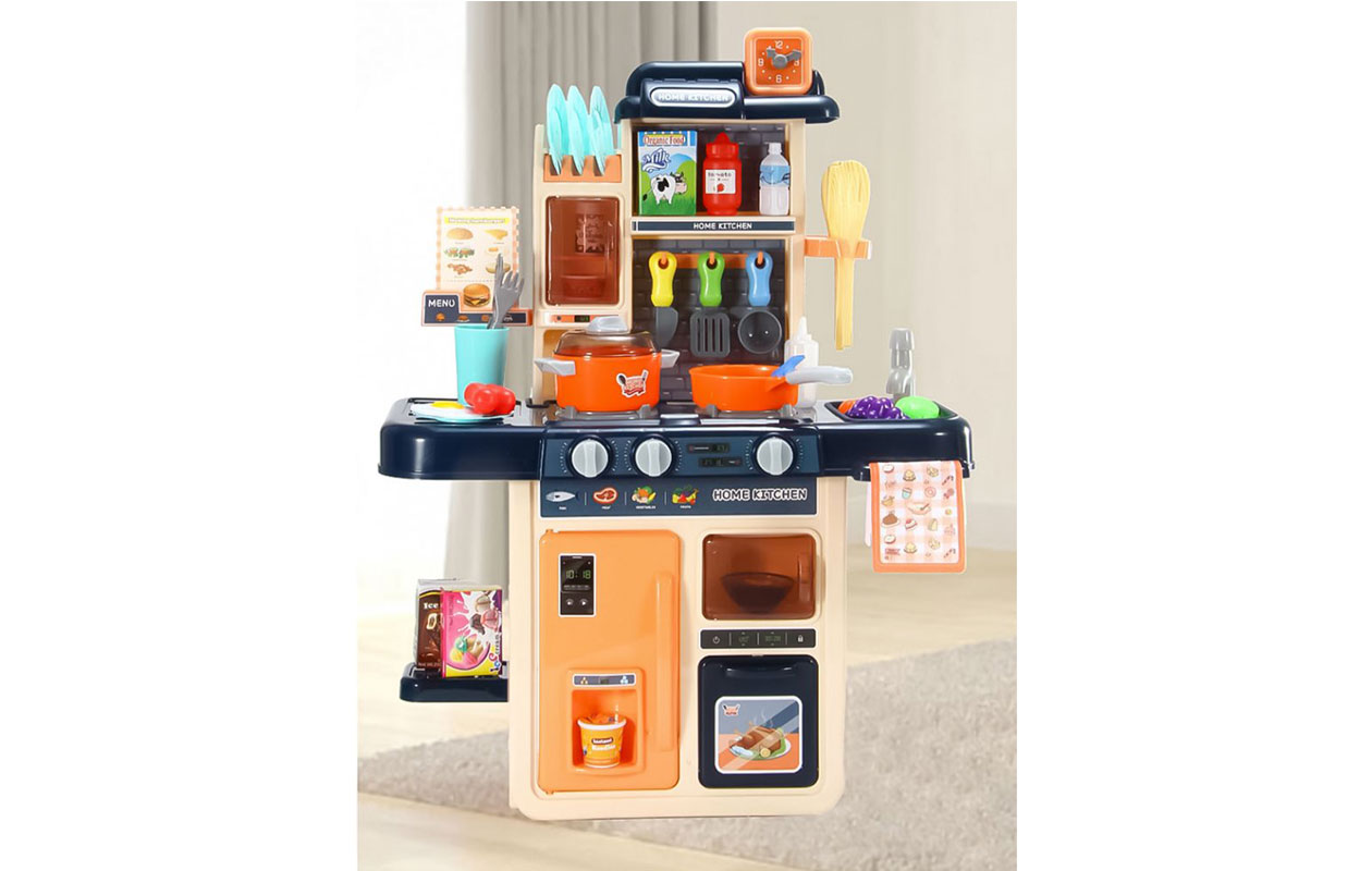 Kinderspeelkeuken met geluid, LED-stoom en 42 accessoires