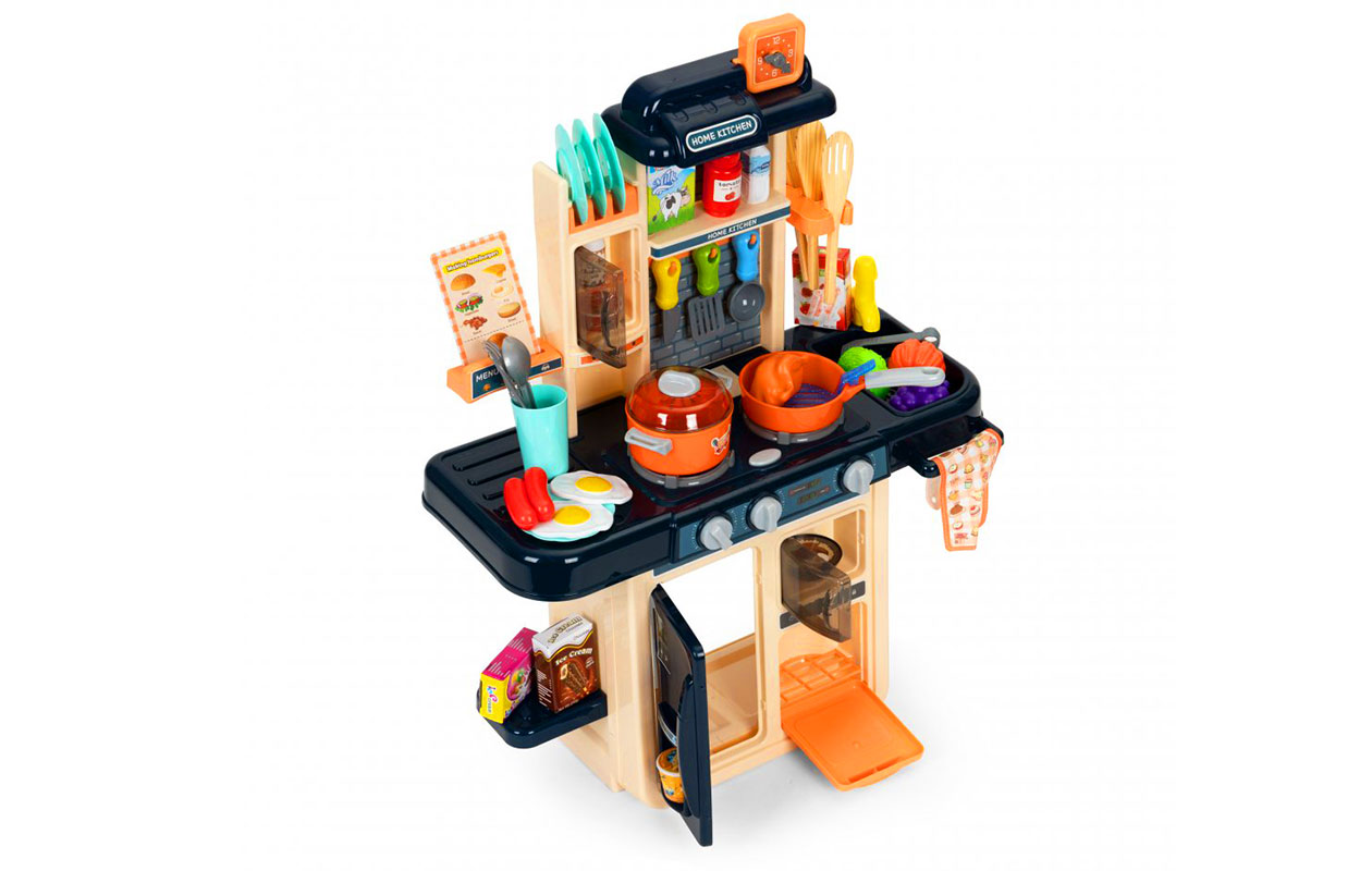 Kinderspeelkeuken met geluid, LED-stoom en 42 accessoires