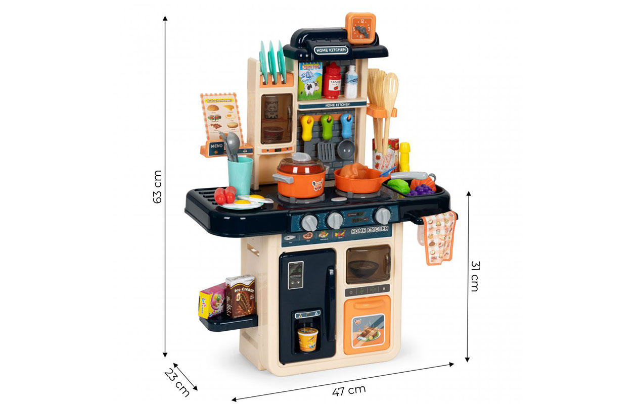 Kinderspeelkeuken met geluid, LED-stoom en 42 accessoires