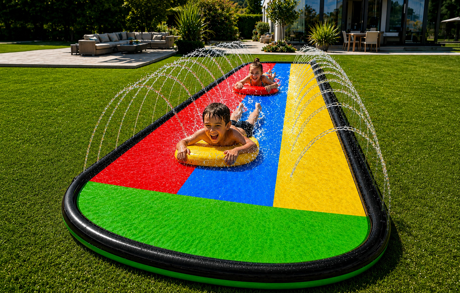 Toboggan aquatique Kruzzel 480 cm 3 pistes avec fontaine