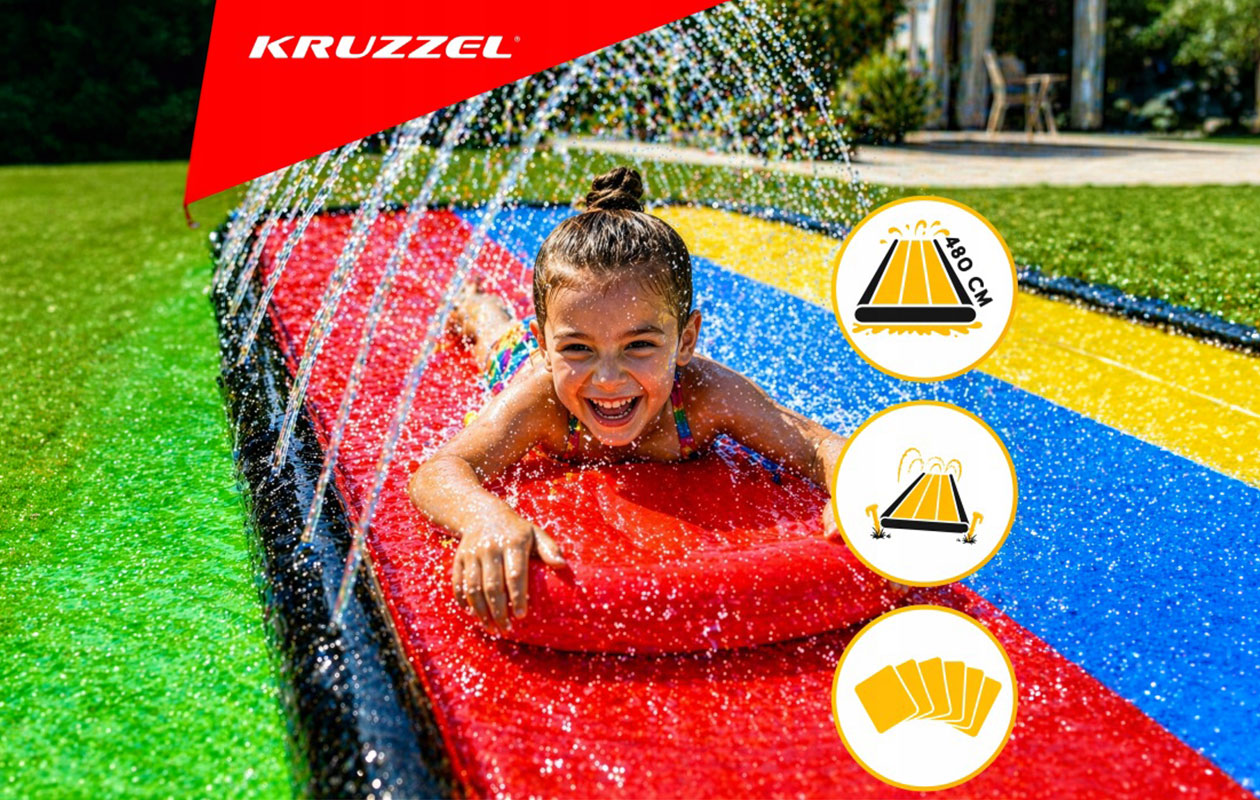 Kruzzel waterglijbaan 480 cm 3 banen met fontein
