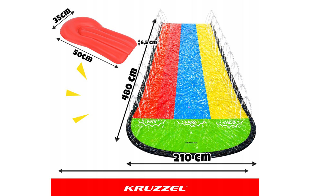 Kruzzel waterglijbaan 480 cm 3 banen met fontein