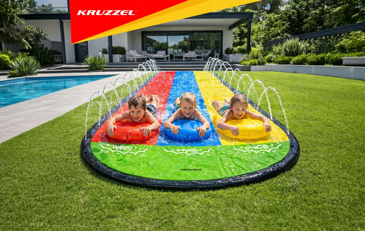 Kruzzel waterglijbaan 480 cm 3 banen met fontein