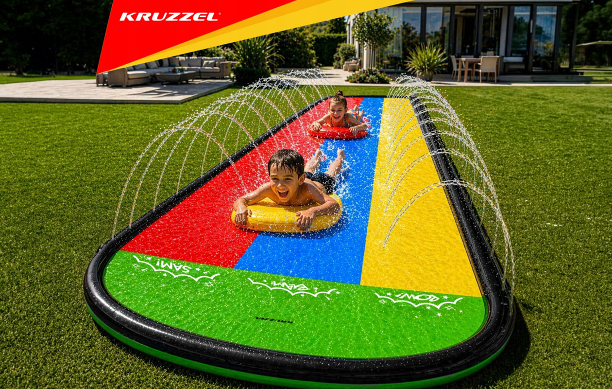 Kruzzel waterglijbaan 480 cm 3 banen met fontein