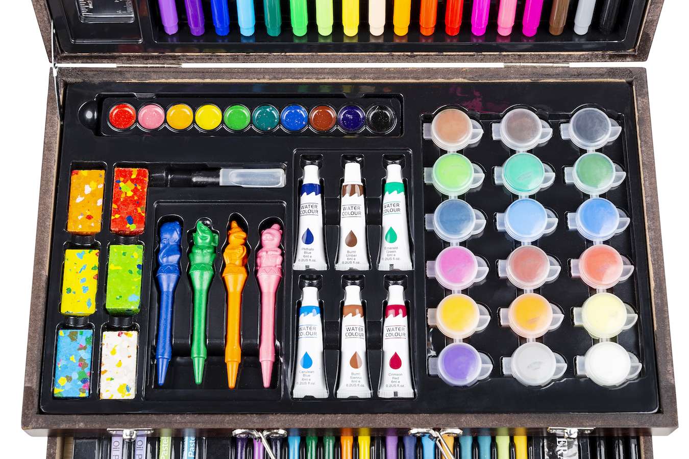 Teken- en Verfset (123-delig) in luxe houten koffer