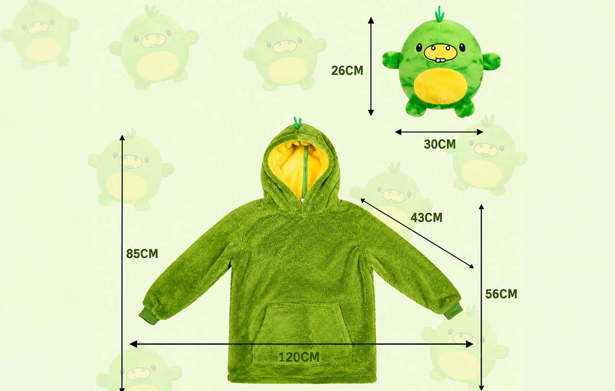 PILLOWPET Green Dino - 3-in-1-hoodie