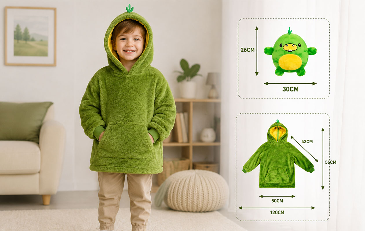 PILLOWPET Green Dino - 3-in-1-hoodie