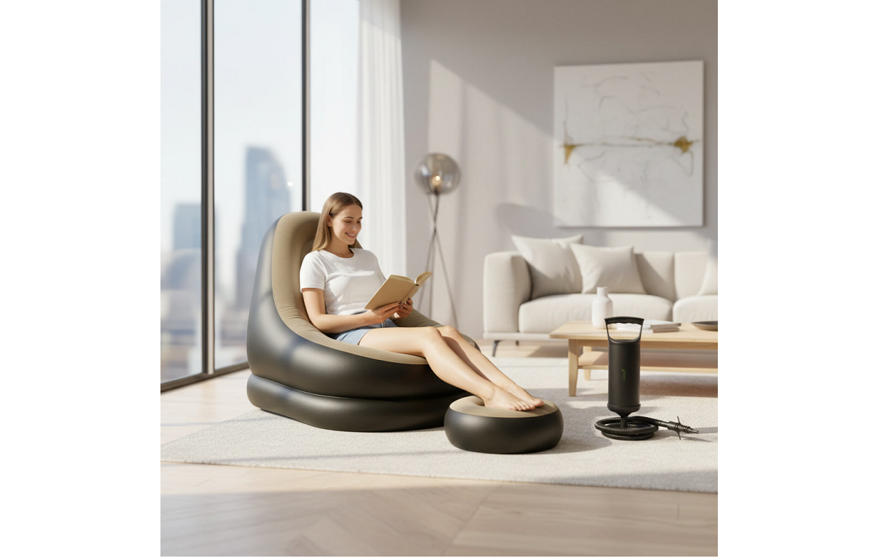 Bobbel Home - Fauteuil lounge gonflable de luxe - avec repose-pieds