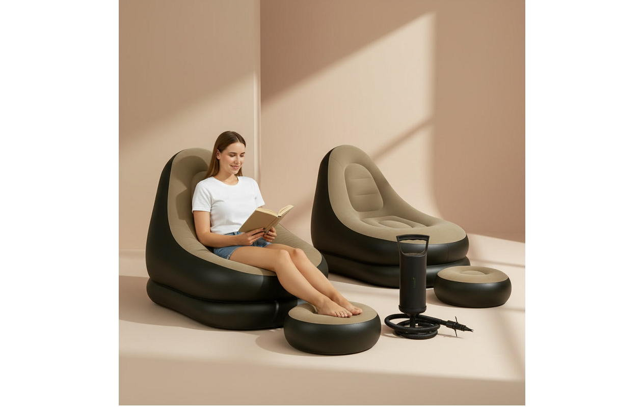 Bobbel Home - Fauteuil lounge gonflable de luxe - avec repose-pieds