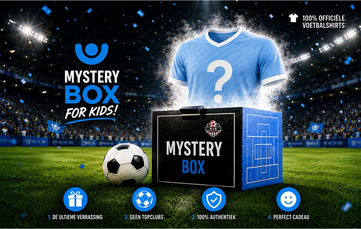 Exclusieve VakantieVeilingen Mystery Voetbal Box met een officieel kindervoetbalshirt