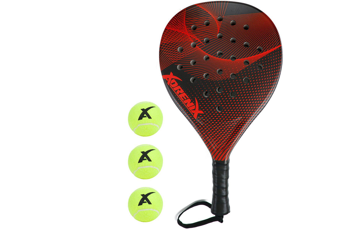 Padelset: Racket + 3 ballen (Rood, Blauw of Groen)