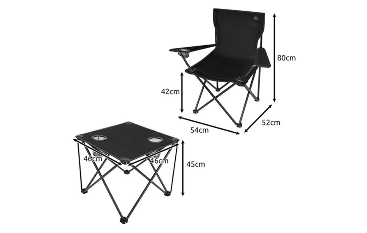 Ensemble de camping Trizand | table avec 2 chaises