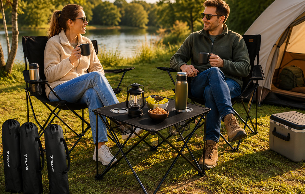 Ensemble de camping Trizand | table avec 2 chaises