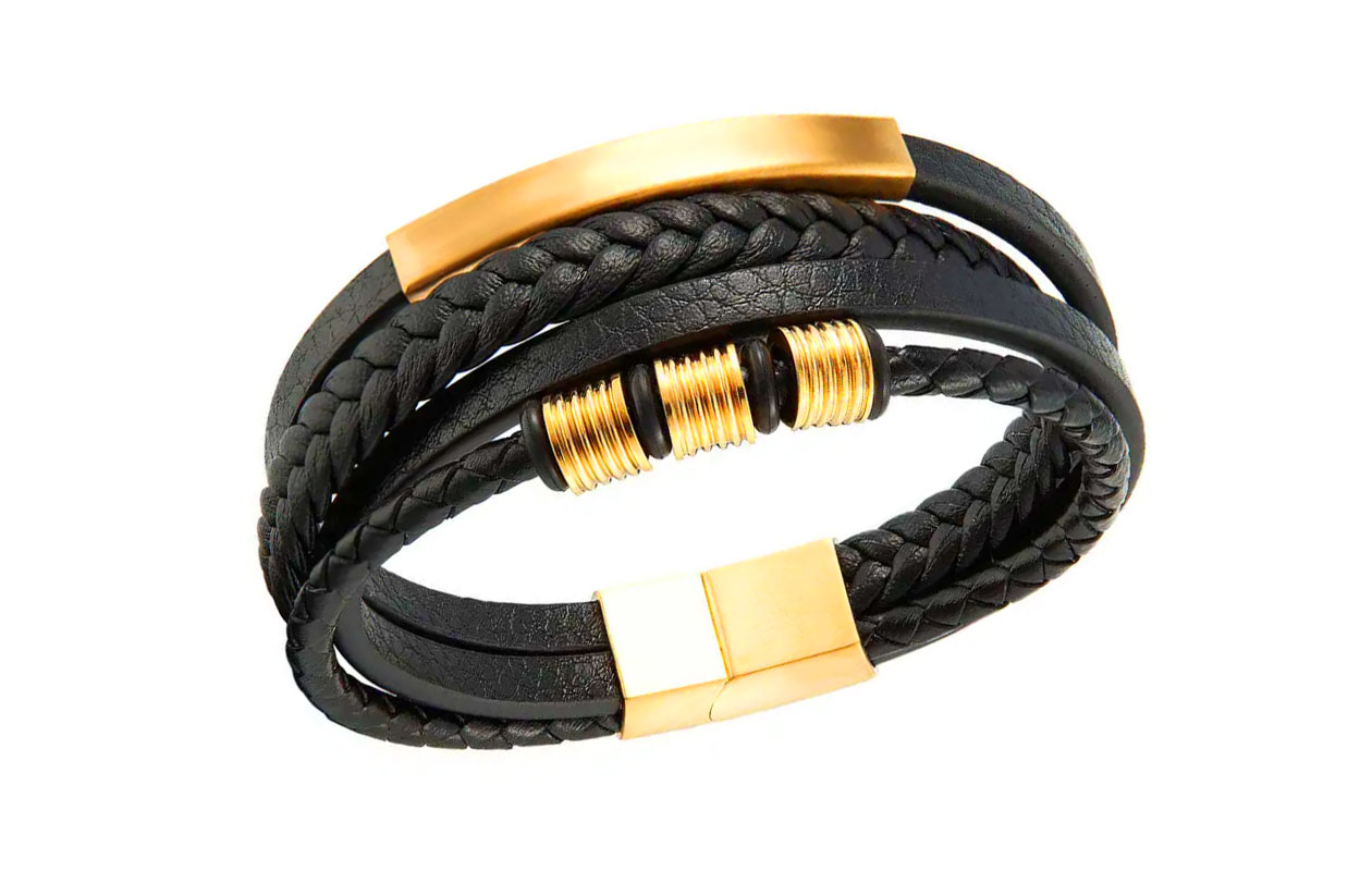 Stijlvolle leren armband met RVS accenten