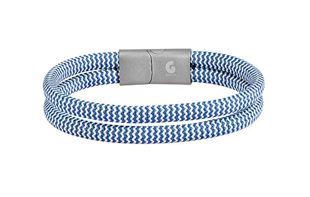 Touw armband magnetisch blauw - wit 20,5cm
