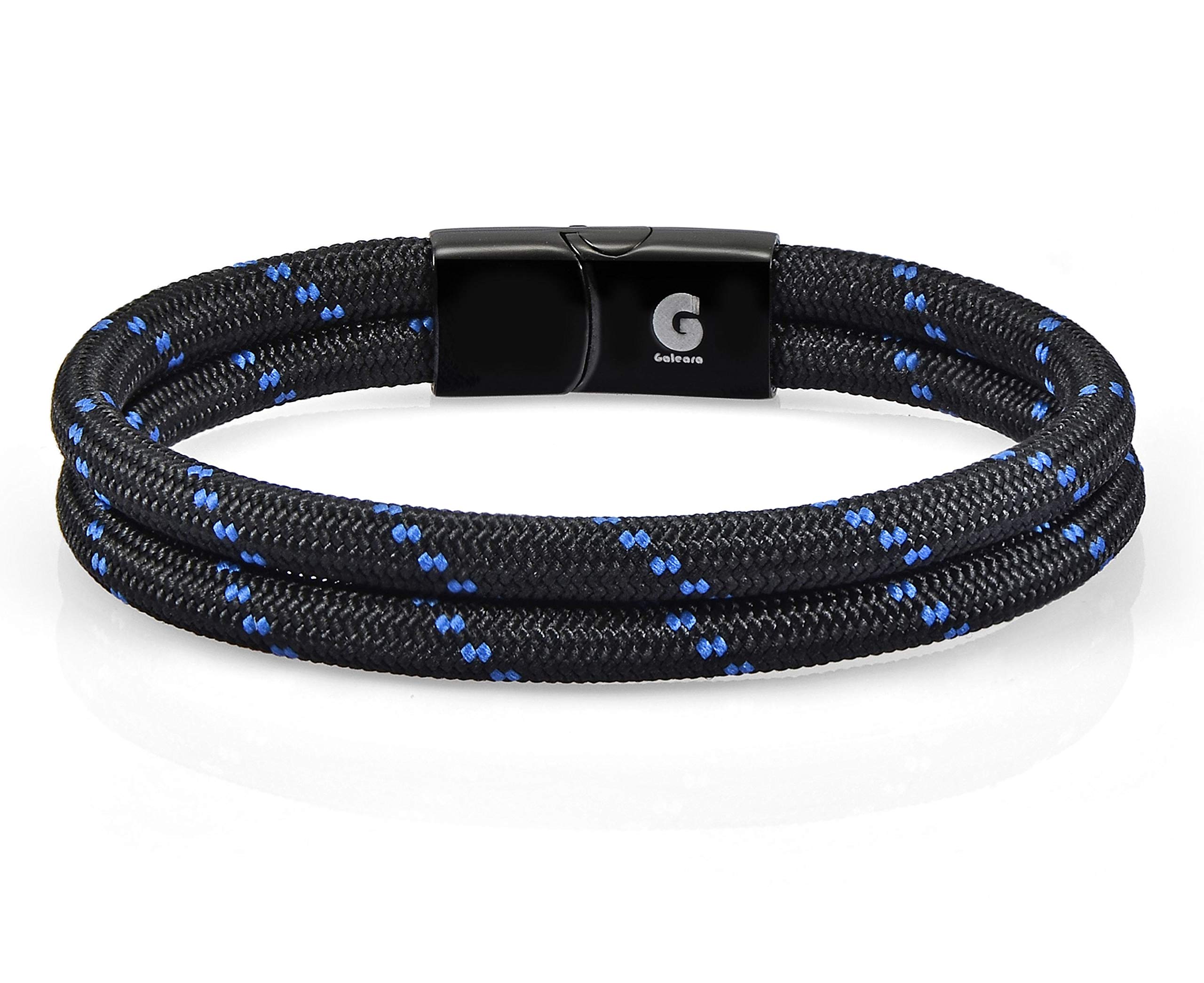 Touw armband zwart - blauw 21.5cm