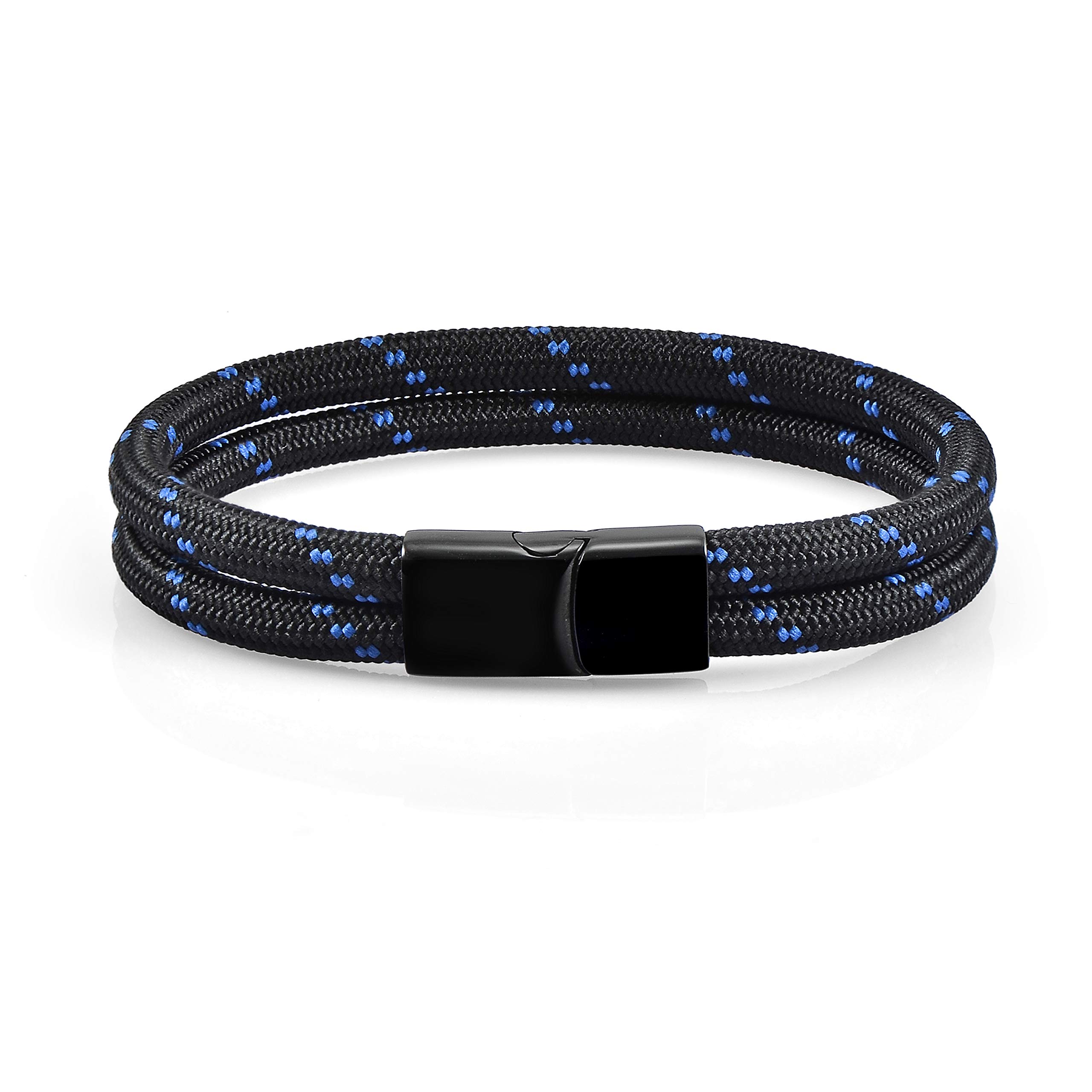 Touw armband zwart - blauw 21.5cm