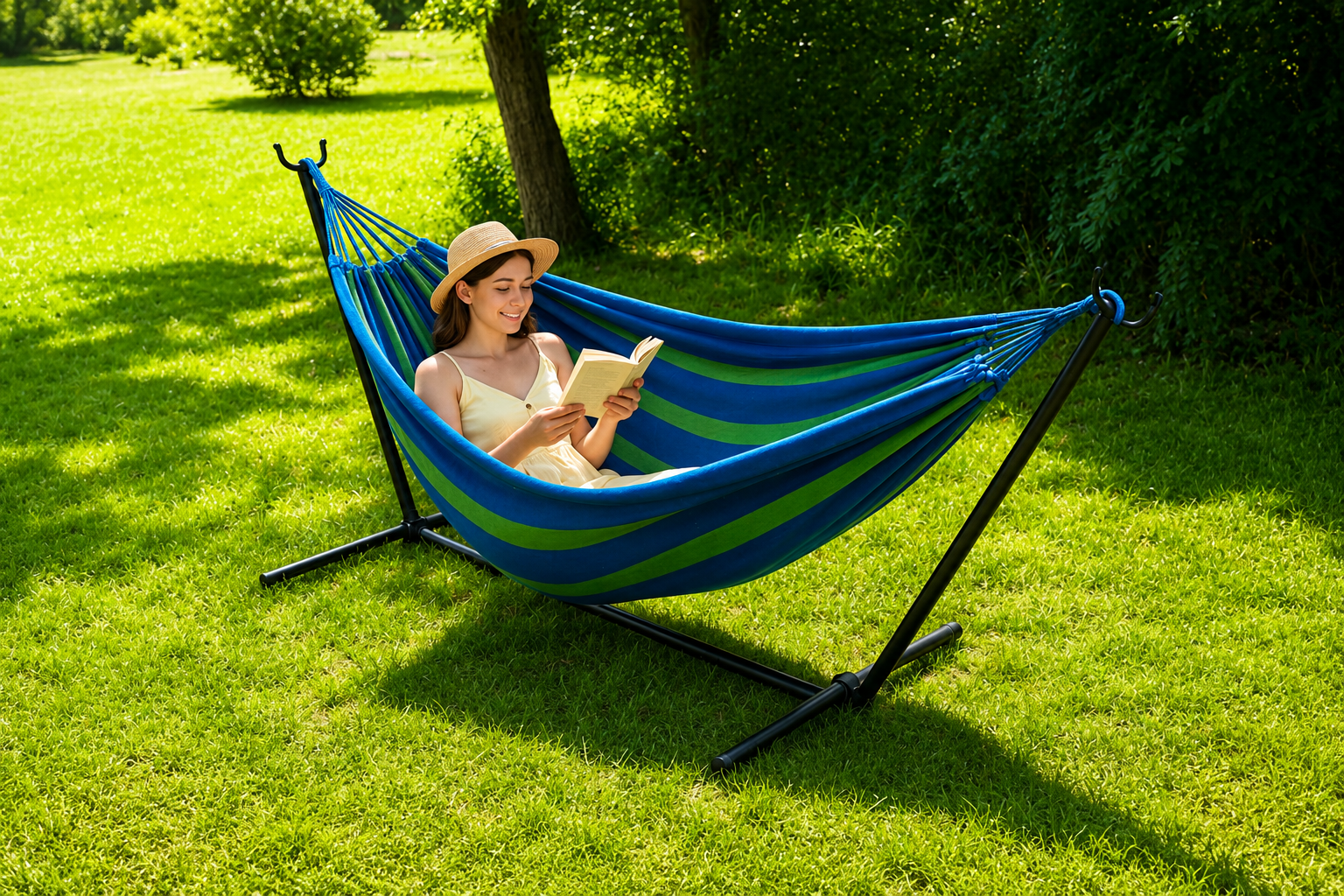 Hamac Gardlov 200 × 150 cm avec support