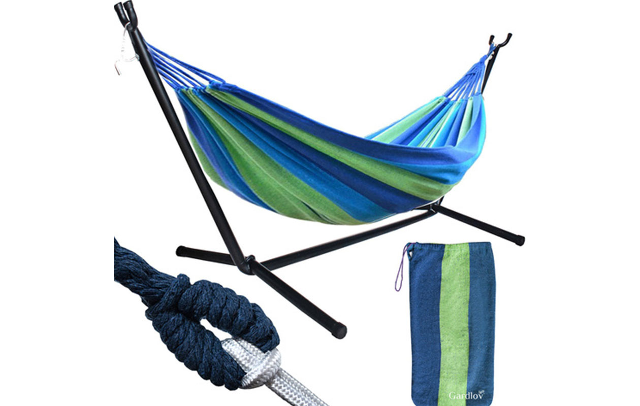 Hamac Gardlov 200 × 150 cm avec support