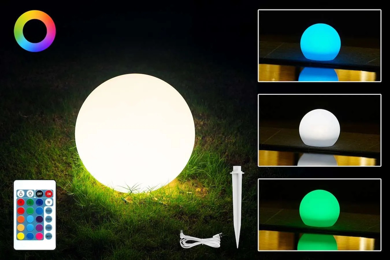 LED Lichtbol met RGB op zonne-energie – 20 cm