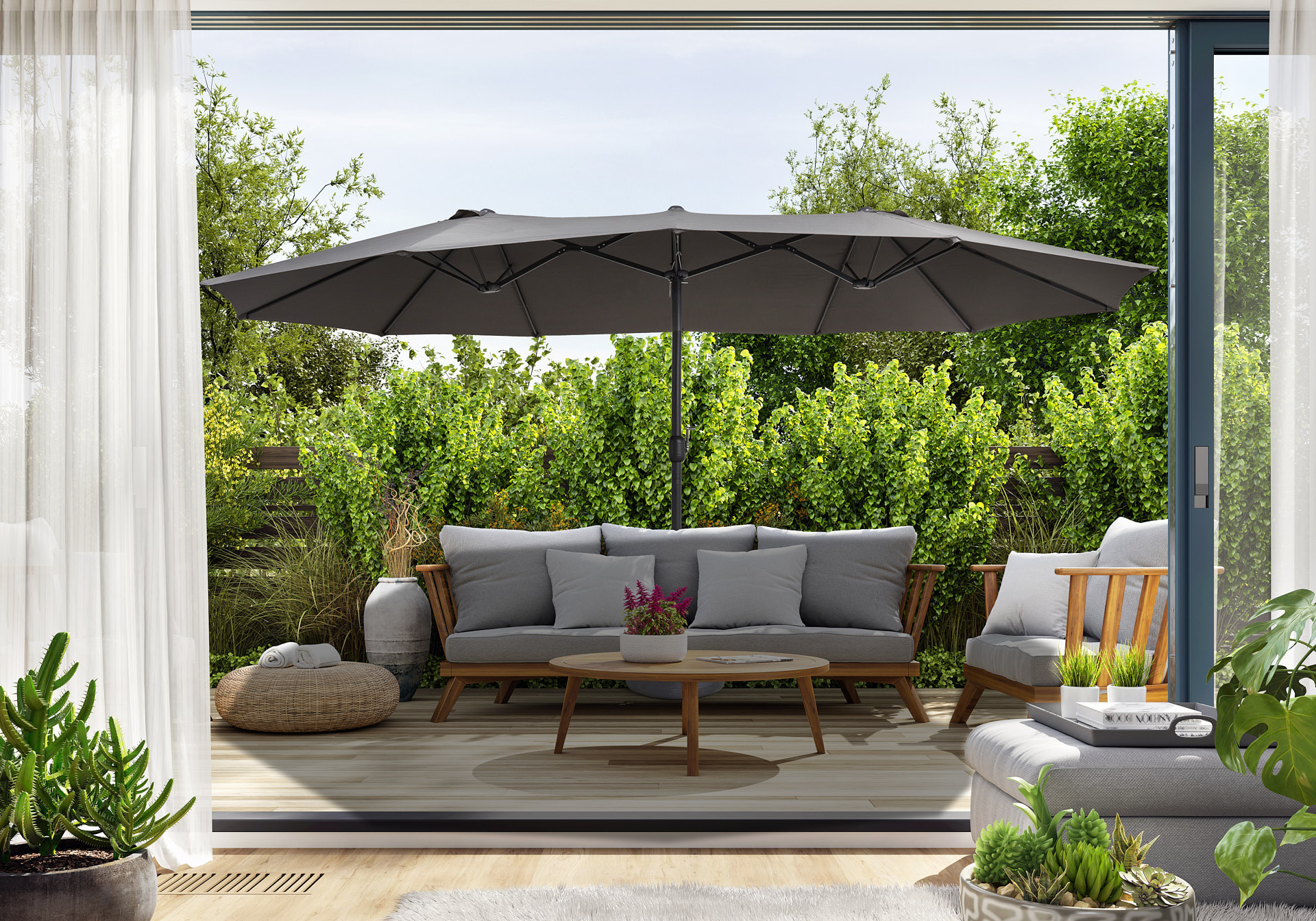 Lifa Garden Dubbele Parasol met Hoes UV50