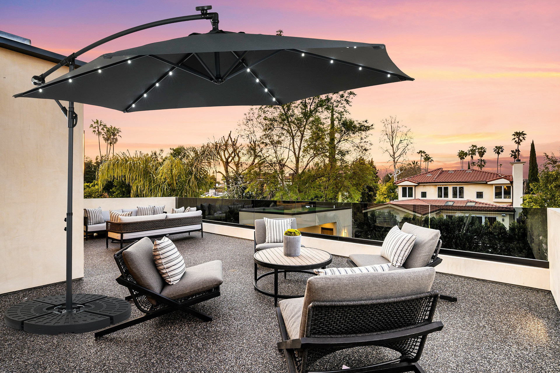 Lifa Garden Hangende parasol LED incl. hoes - Antraciet