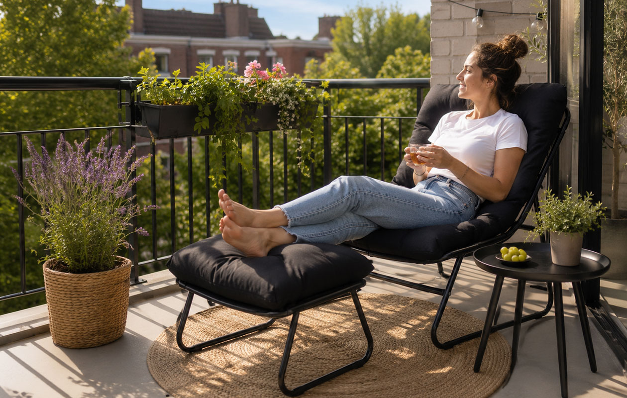 Fauteuil lounge Lifa Garden avec repose-pieds