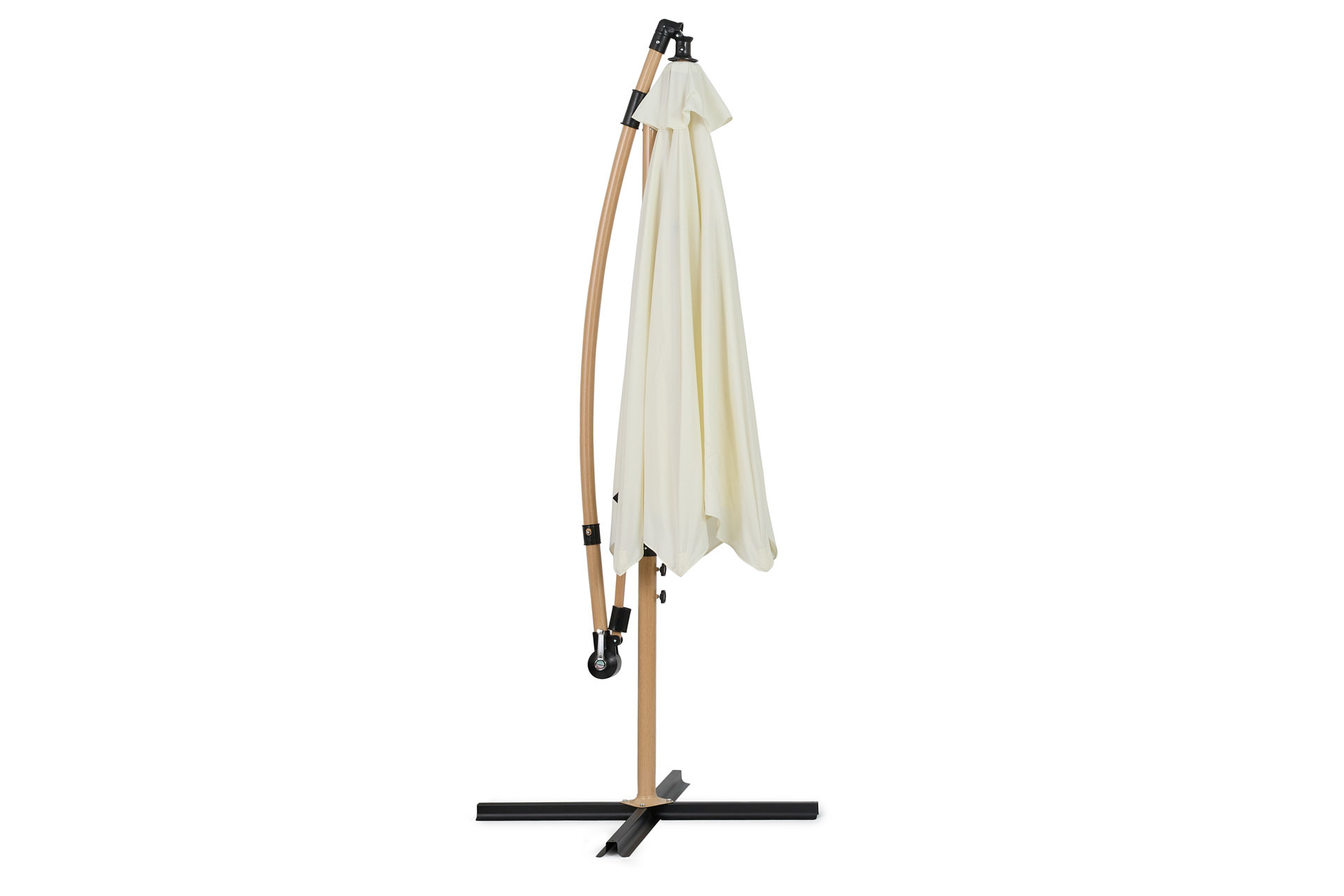 Hangende parasol met houtlook incl. hoes