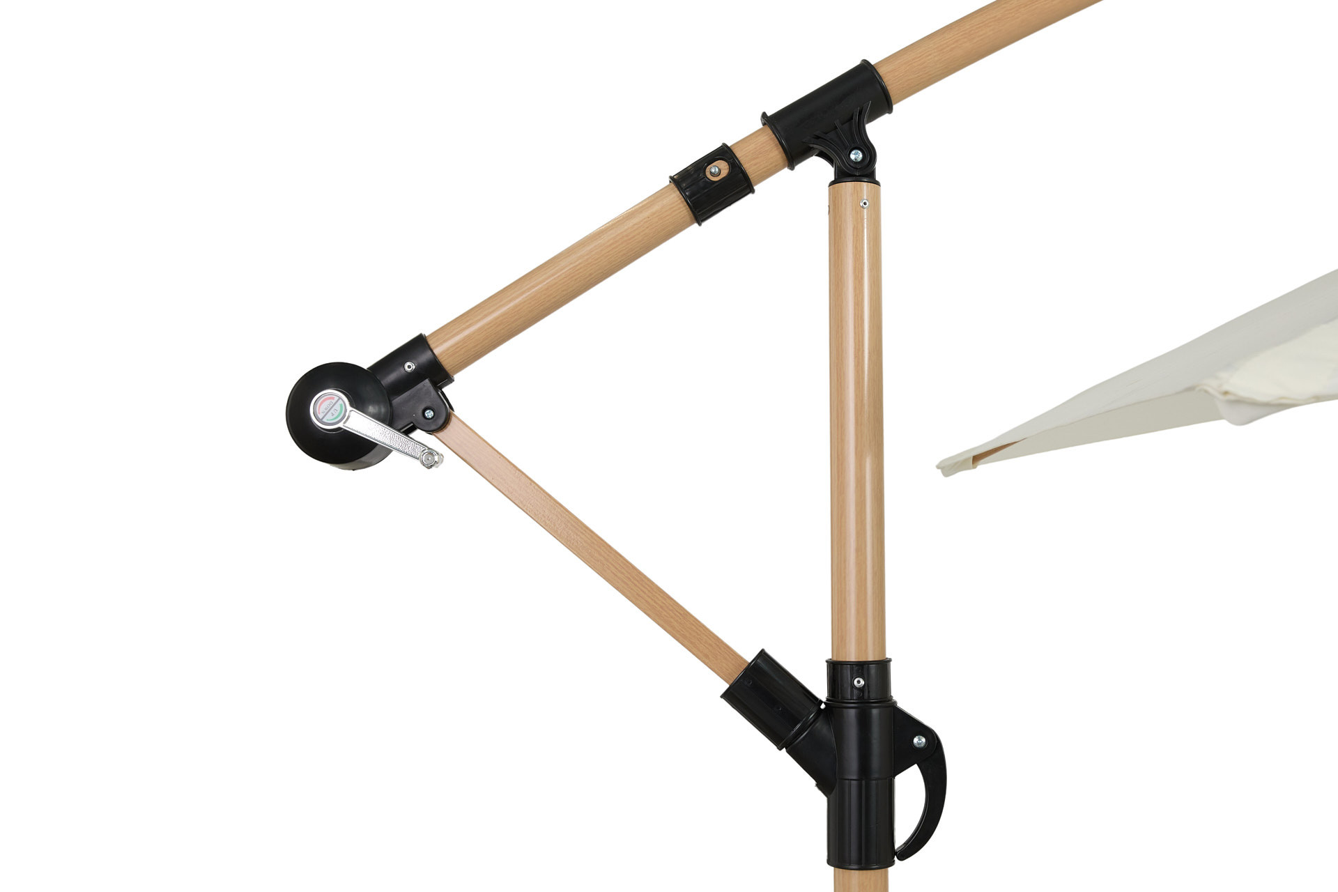 Hangende parasol met houtlook incl. hoes