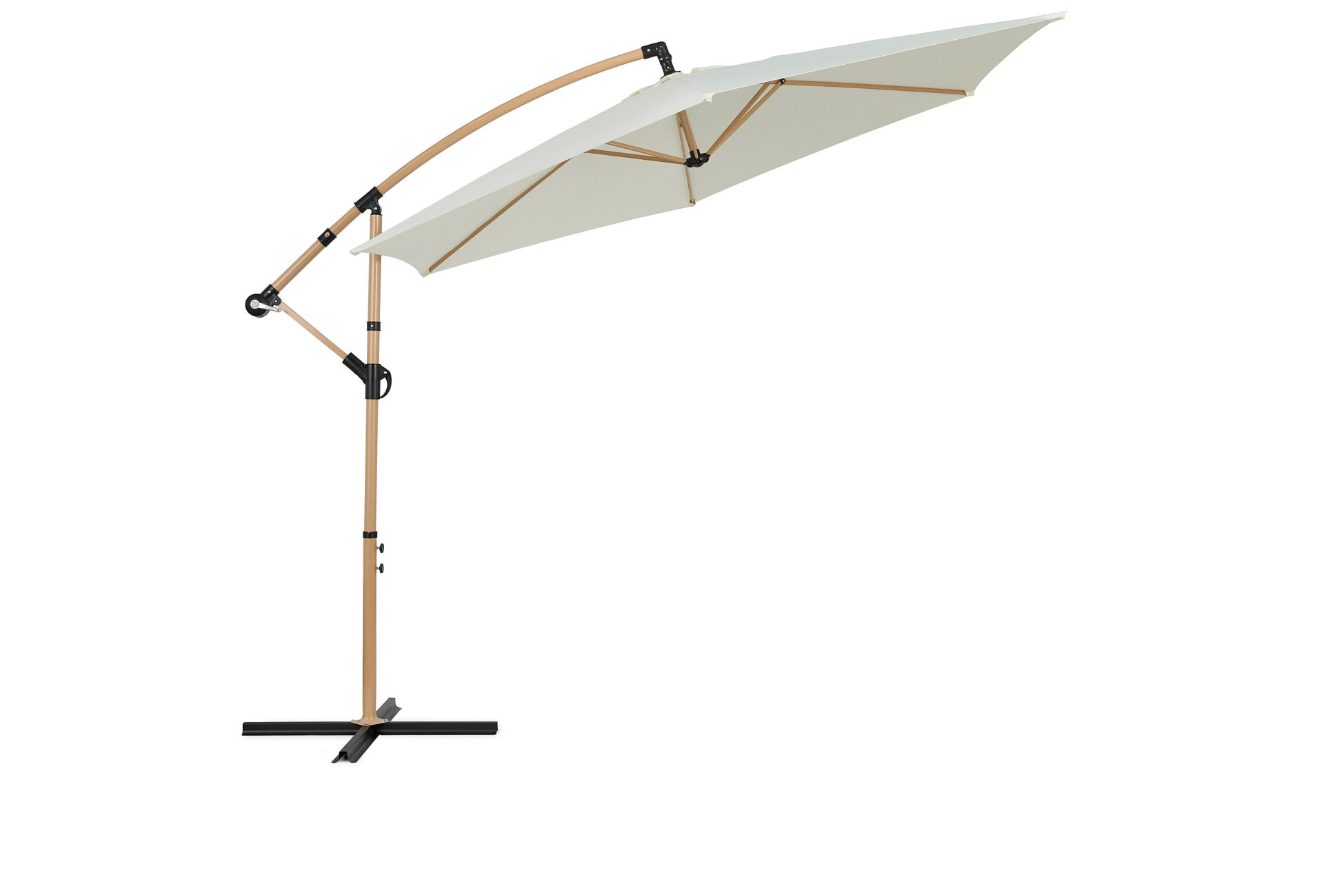 Hangende parasol met houtlook incl. hoes
