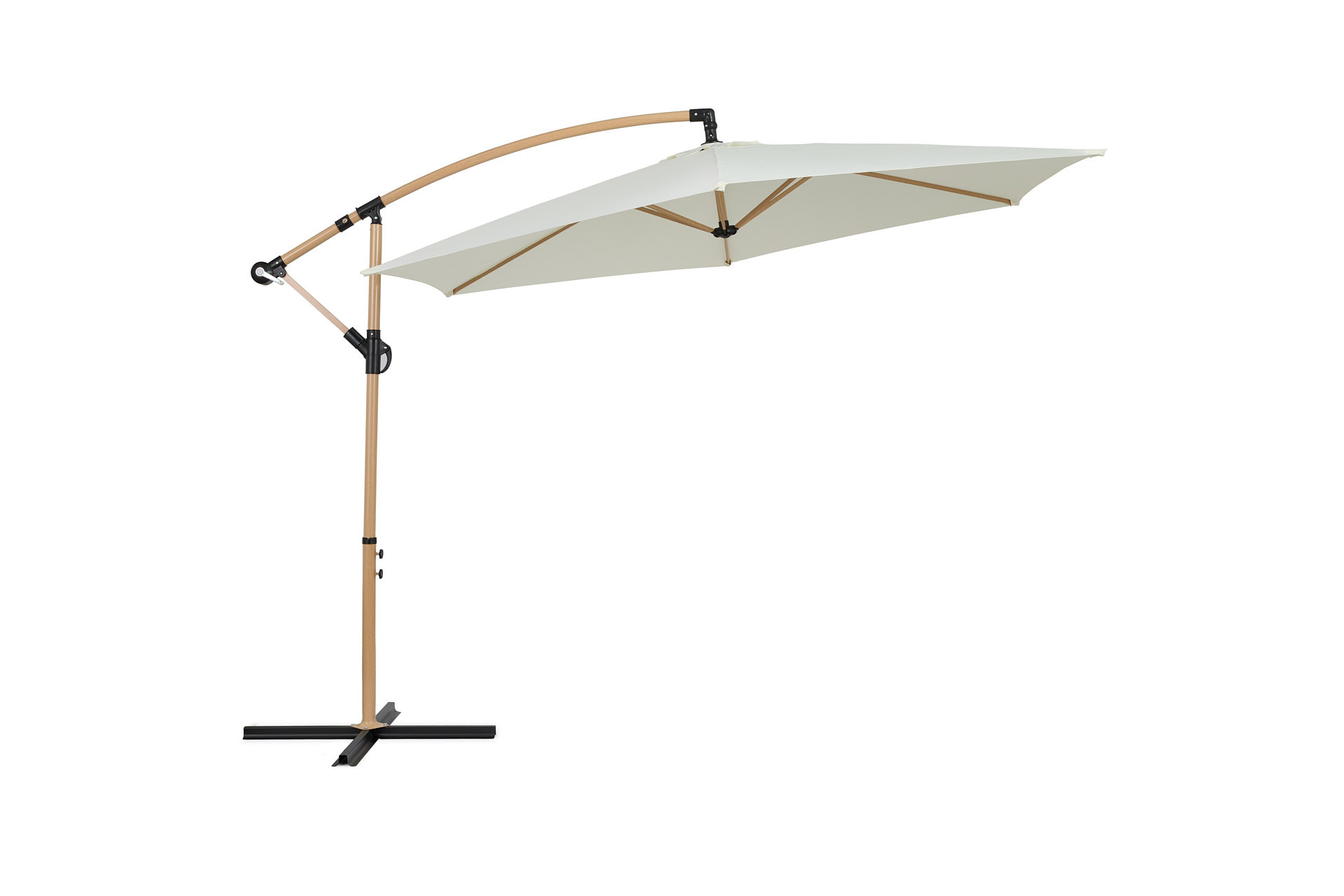 Hangende parasol met houtlook incl. hoes