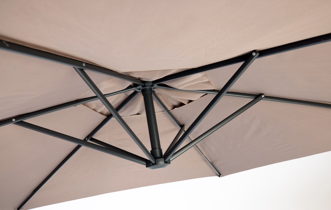 Nexxt - Parasol déporté Taupe avec housse de rangement incluse