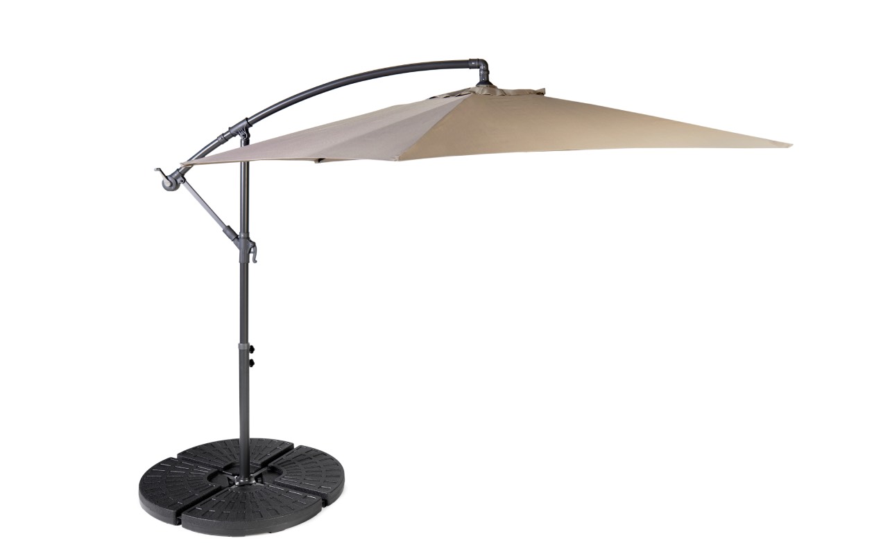 Nexxt - Parasol déporté Taupe avec housse de rangement incluse