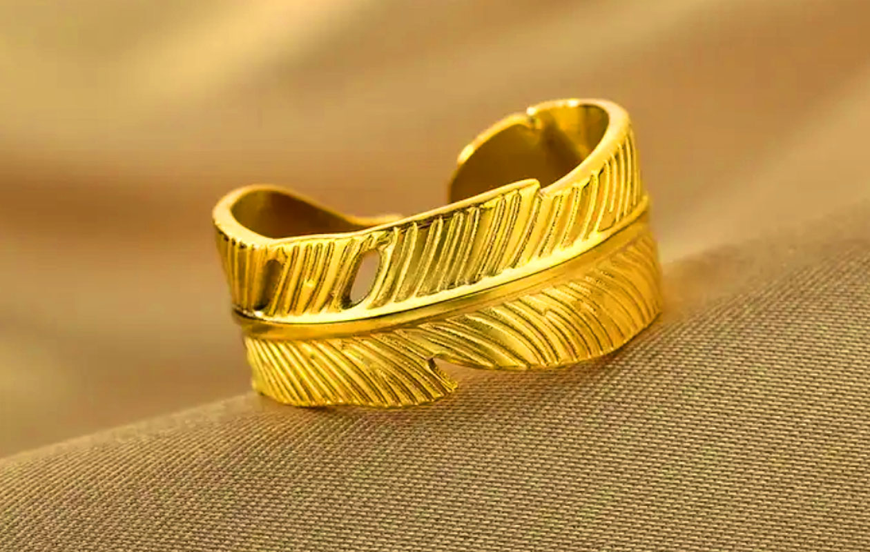 Verstelbare veerring met goud verguld