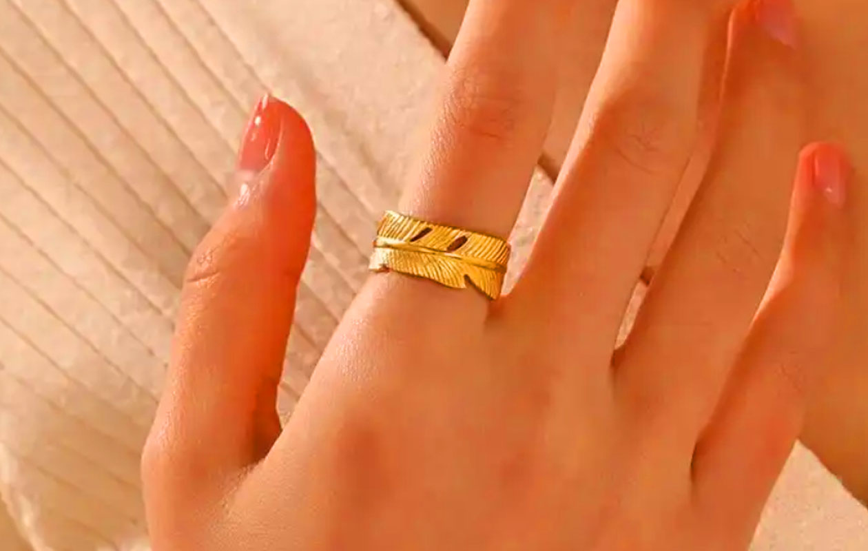 Verstelbare veerring met goud verguld