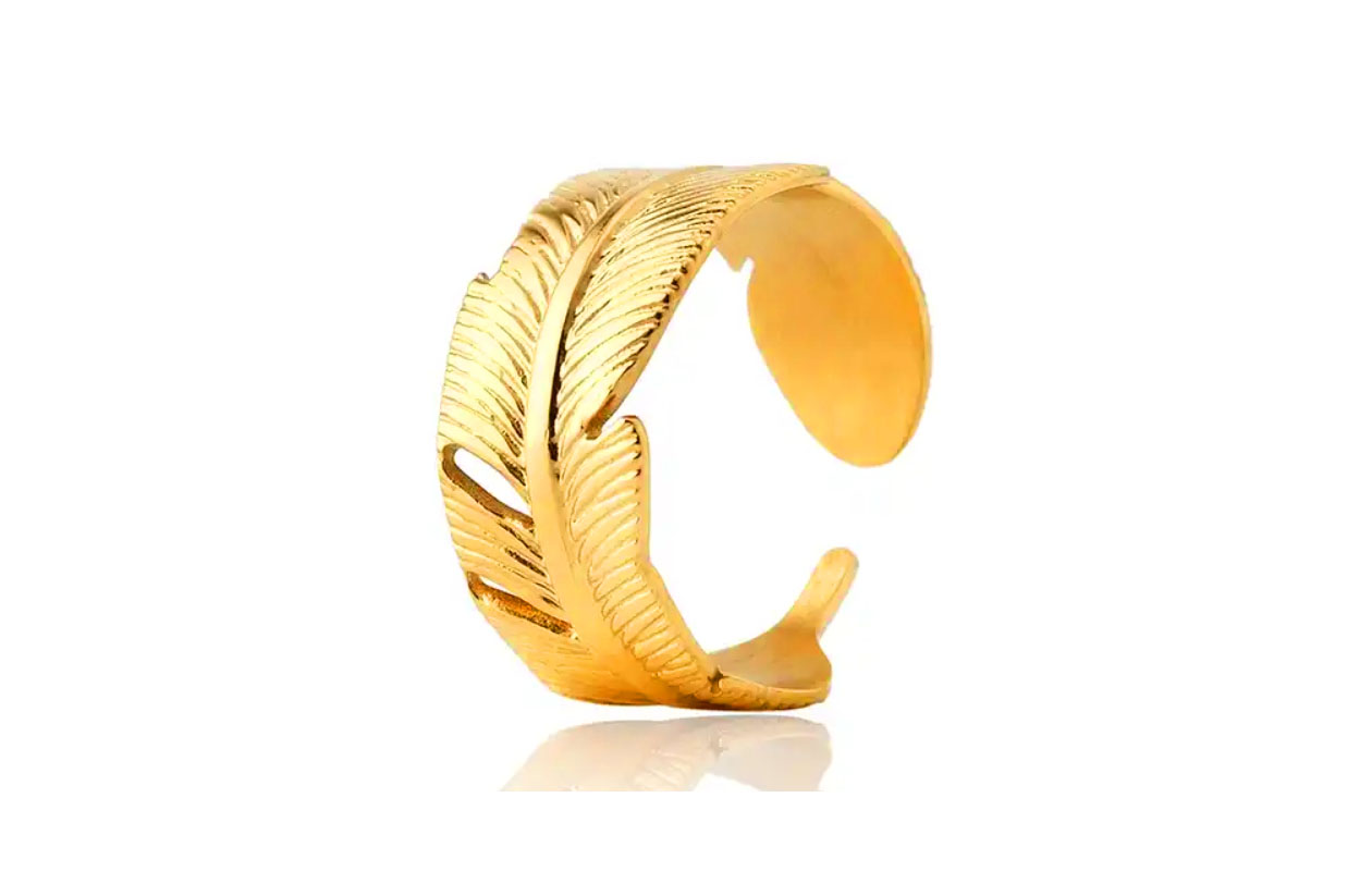 Verstelbare veerring met goud verguld