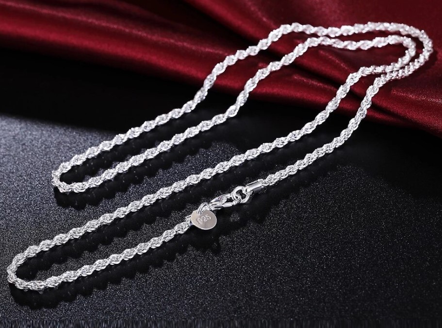 Verzilverde rope schakel ketting