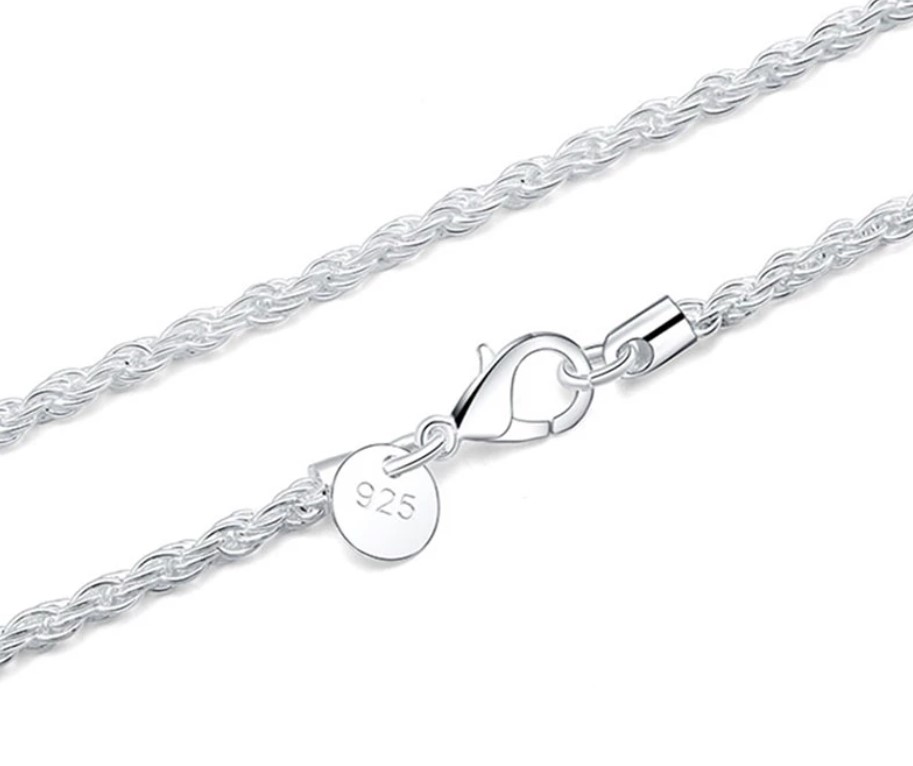Verzilverde rope schakel ketting