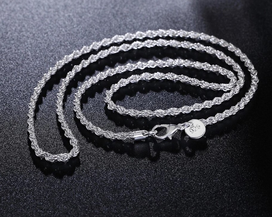 Verzilverde rope schakel ketting