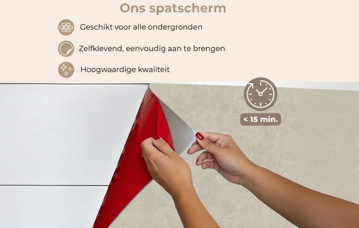 Ontvang €70 korting op een stijlvol spatscherm voor in de keuken