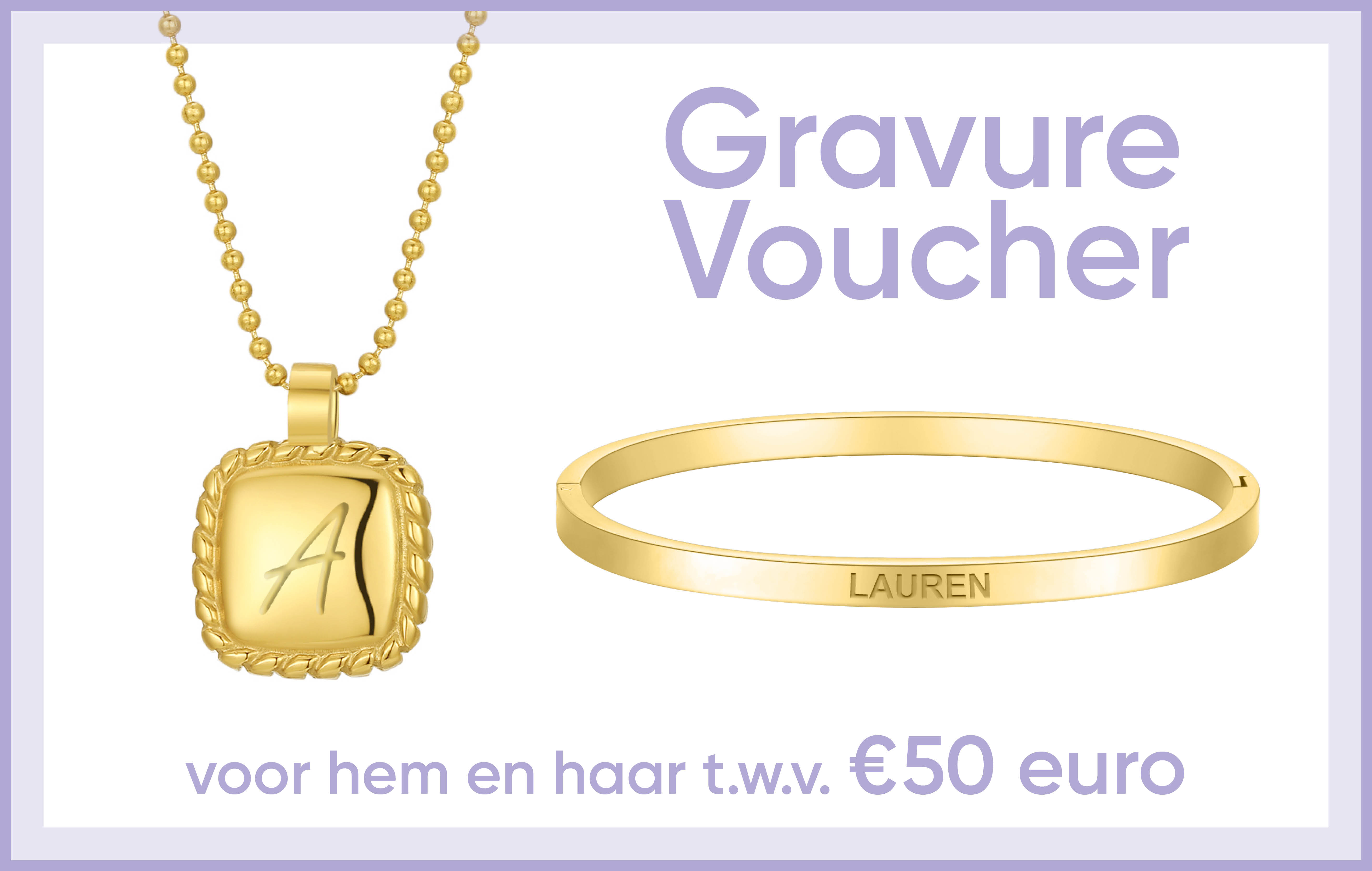 Waardebon t.w.v. €50 voor gegraveerde sieraden bij Di Lusso
