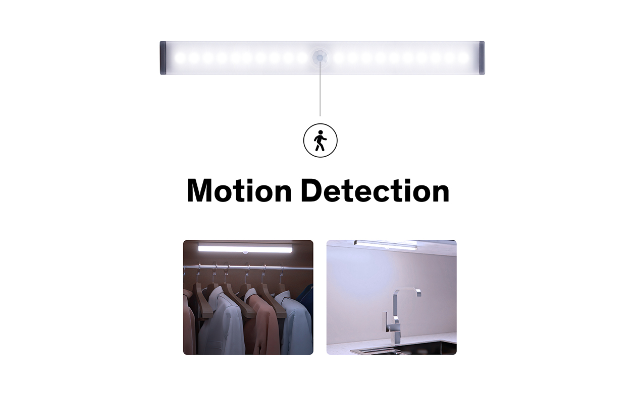 2x lampes LED Sinji avec détecteur de mouvement (15 cm) – Éclairage d’armoire à batterie