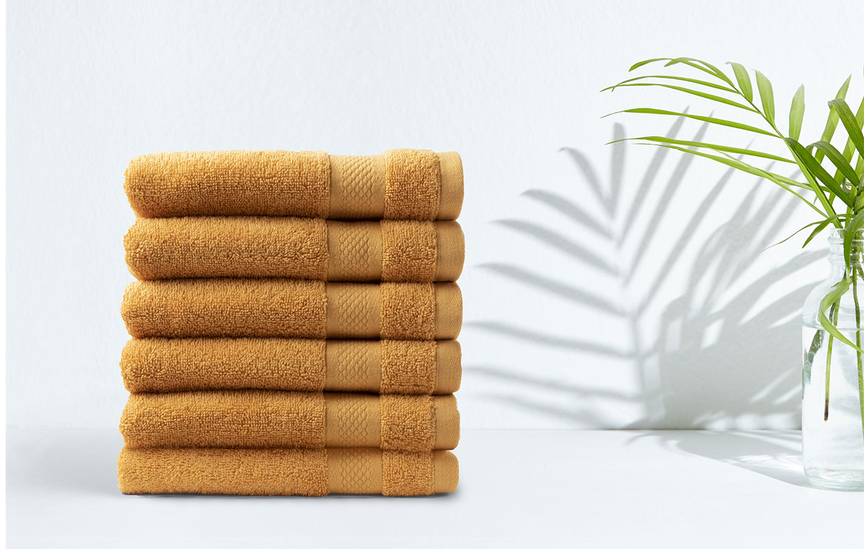 6-pack Handdoek hotel collectie - 50x100 - Okergeel