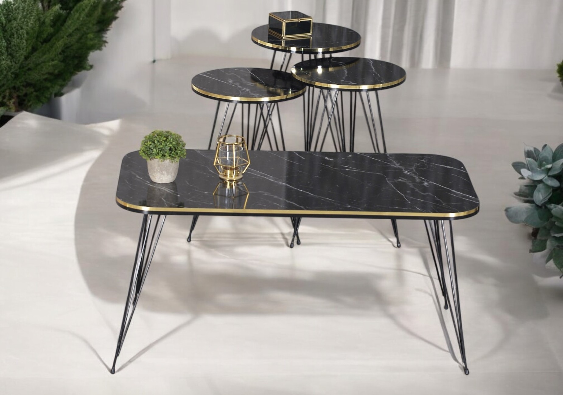 Artiva Stijlvolle 4-delige Tafelset: Salontafel & 3 Bijzettafels