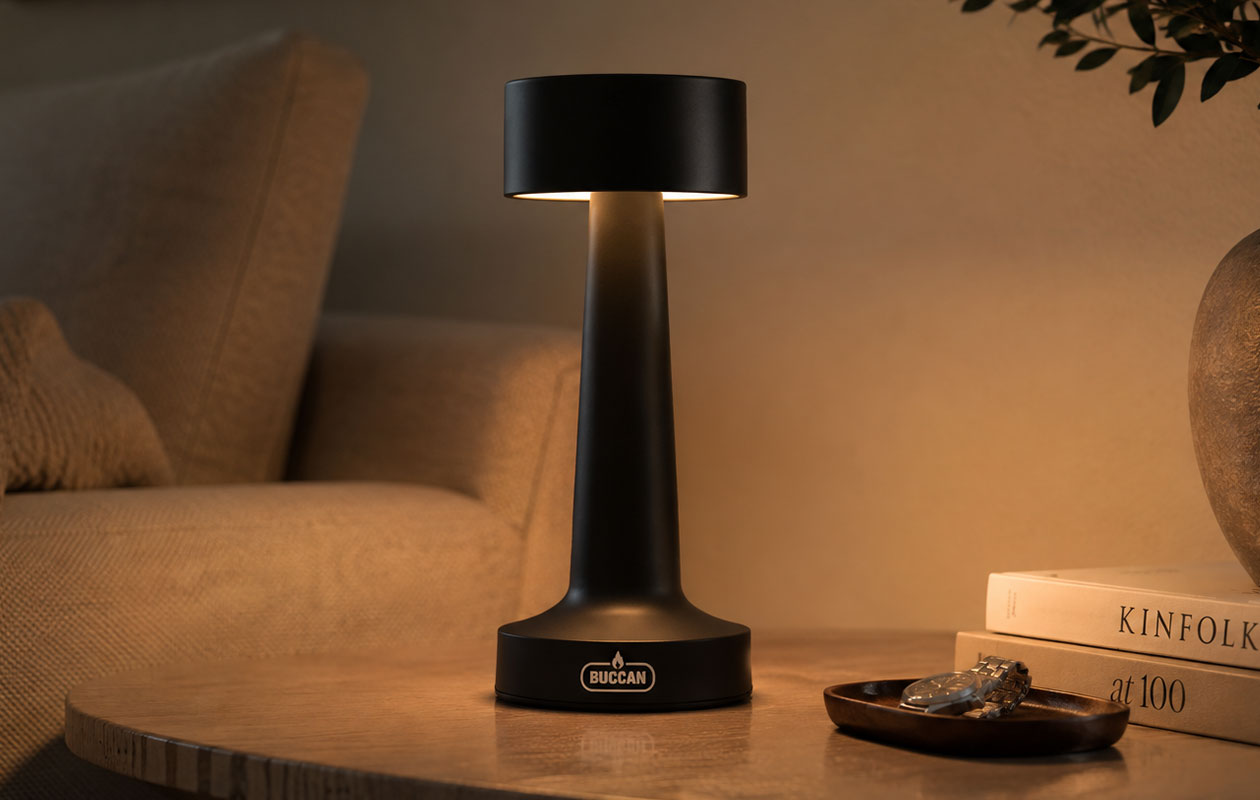 Buccan - Dumbbell tafellamp - Zwart - 3 lichtstanden en touchpanel